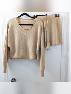 Ardene Cream Knit Sweater and Shorts Set